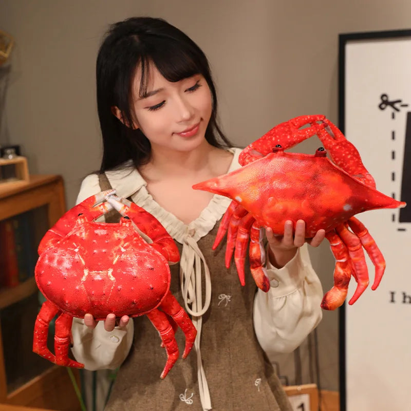 Realistic Red Crab Plush Toy, Two Distinct Shapes