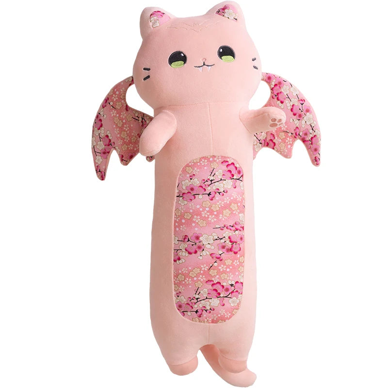 Soft Winged Cat Plush Body Pillow with Cherry Blossom - Image 7