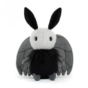 Cute Shaggy Black and Grey Moth Plush Toy