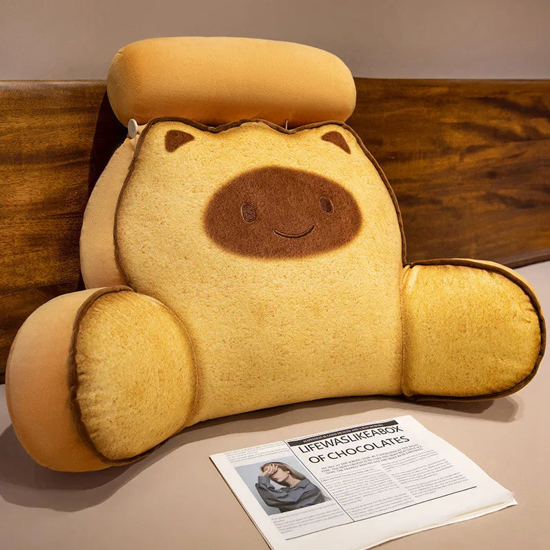Cute Bear Plush Backrest Pillow with Headrest - Image 9