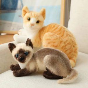 Realistic Siamese and Tabby Plush Cats
