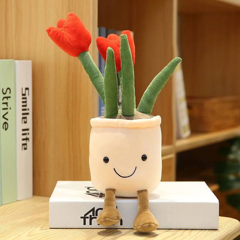 Cute Plush Purple Iris with Embroidered White Pot - Image 11