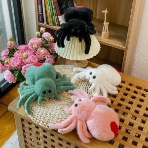 Cute Fuzzy Spider Plush with Red Heart