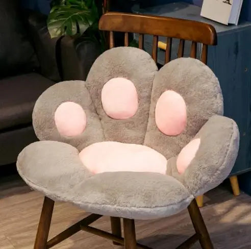 Cute Gray Paw Shaped Plush Chair Cushion - Image 9