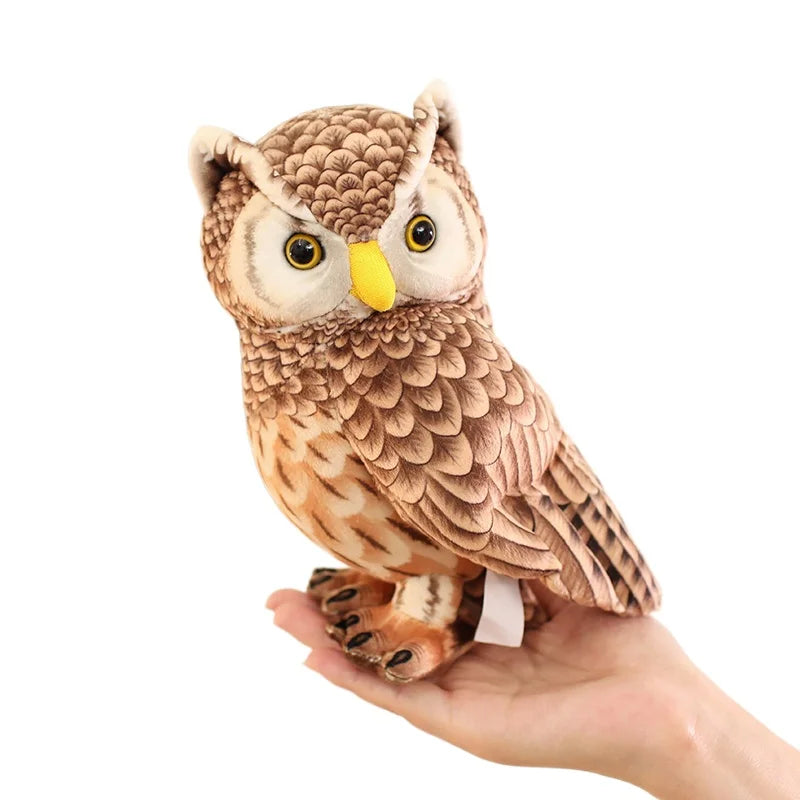 Brown and Cream Realistic Owl Plush - Image 7