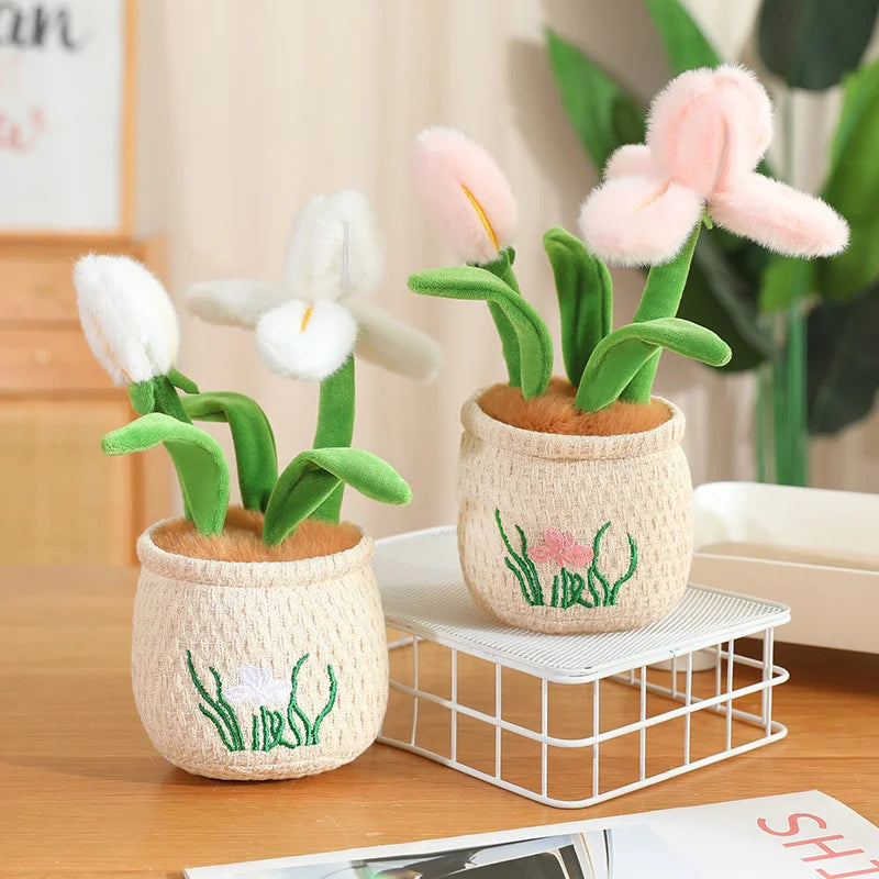 Soft Plush Potted Flowers with Embroidered Pots - Image 3