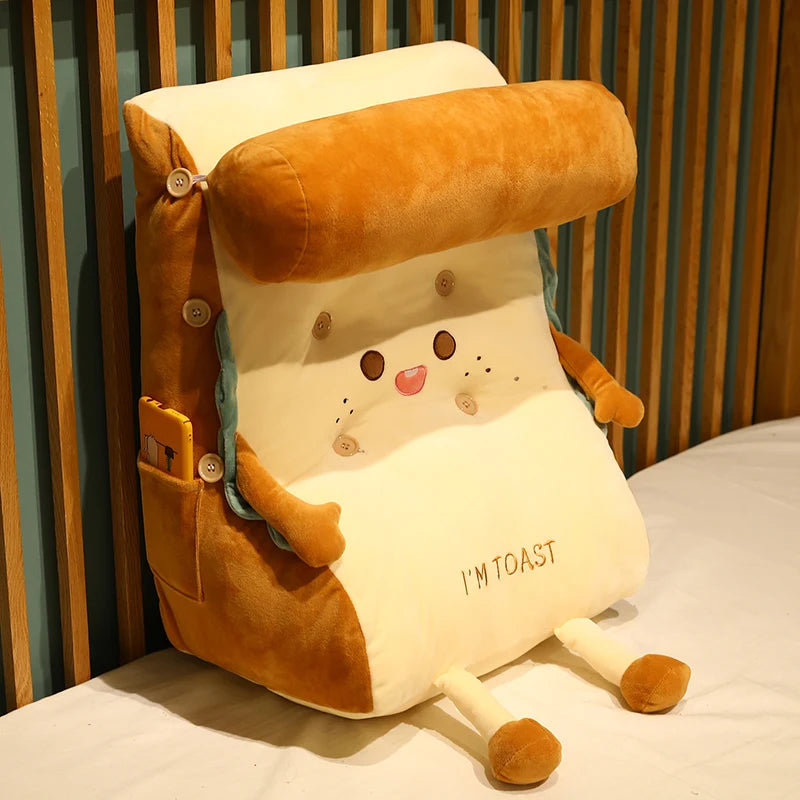 Smiling Toast Plush Backrest Pillow with Headrest - Image 5
