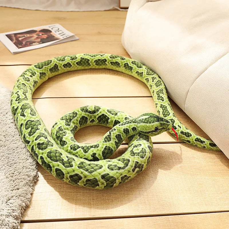 Realistic Green Spotted Plush Snake Toy - Image 7