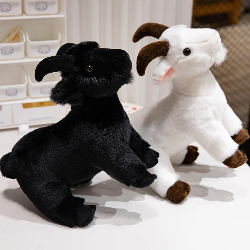 Adorable Black and White Plush Goat Pair - Image 3