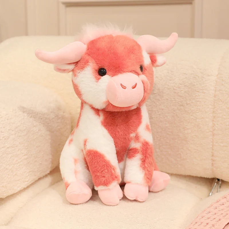 Fluffy Spotted Plush Cow with Horns - Image 8