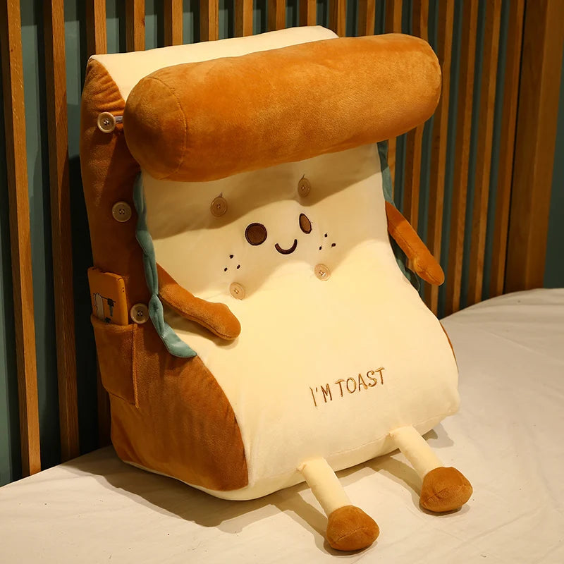 Smiling Toast Plush Backrest Pillow with Headrest - Image 6