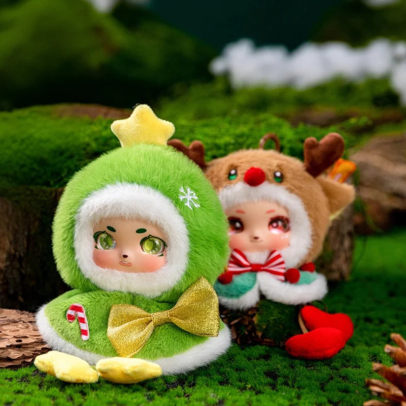 Cute Reindeer Plush Keychain with Green Cape & Heart - Image 3