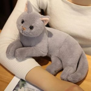 Soft Grey Lying Cat Plush
