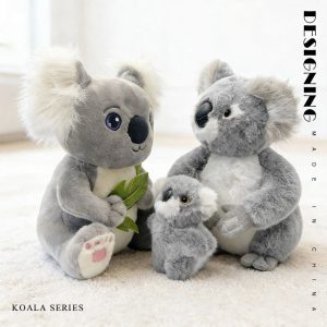 Cute Gray Koala Plush with Leaf