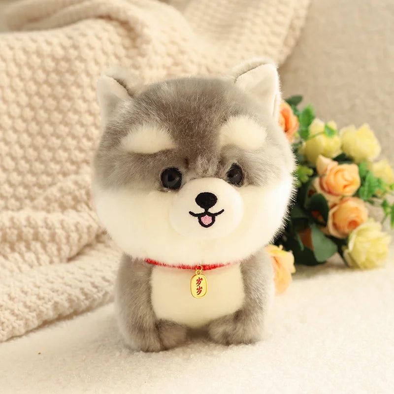 Cute Chubby Dog Plushie with Red Collar Charm - Image 8