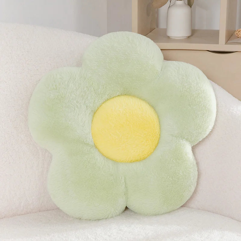 White Daisy Flower Plush Pillow with Orange Center - Image 4