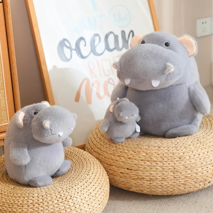 Chubby Gray Plush Hippo Toy with Tusks - Image 5