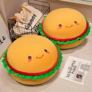 Cute Yellow Hamburger Plush Pillow