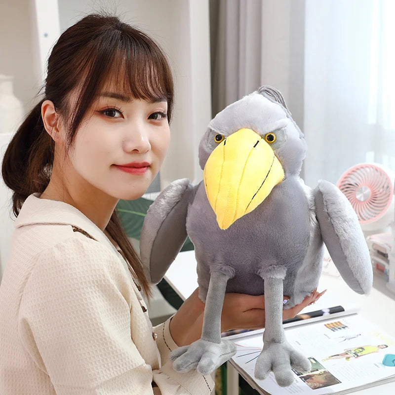 Grey Shoebill Stork Plush Toy with Yellow Beak - Image 2