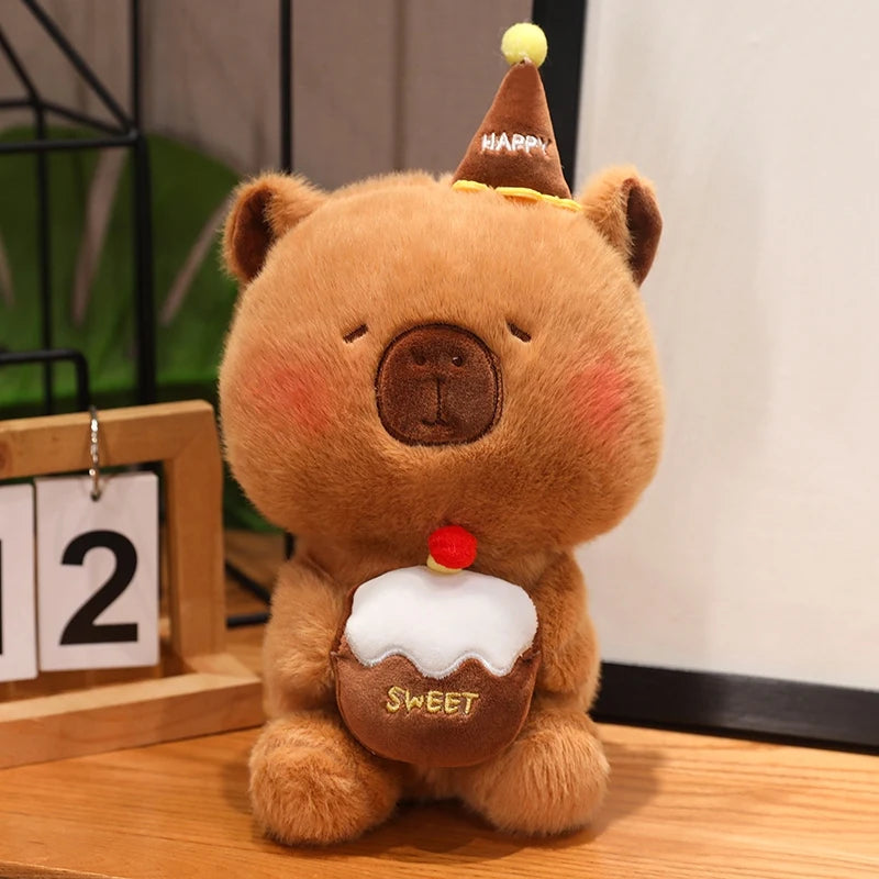 Happy Brown Plush Bear with Cupcake & Party Hat - Image 4