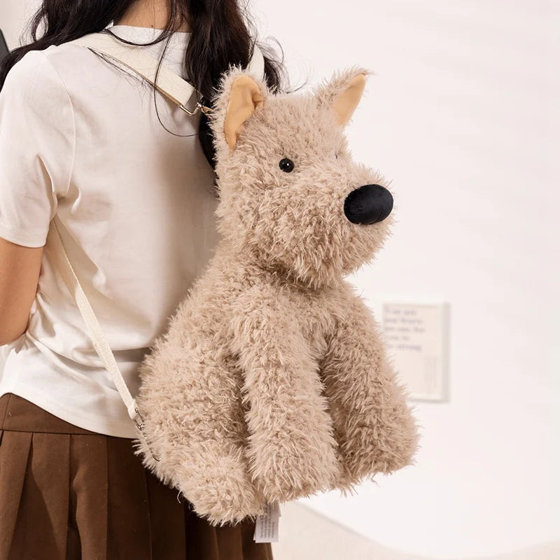 Fluffy Beige Terrier Dog Crossbody Bag