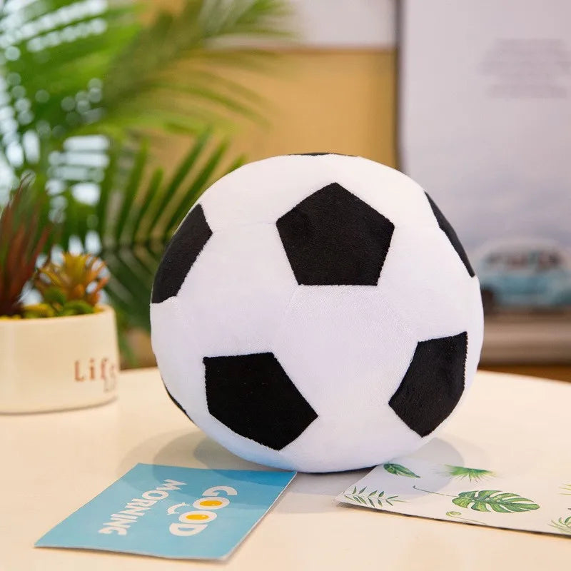 Soft Plush Soccer Ball in Black, White, Yellow, Green - Image 2