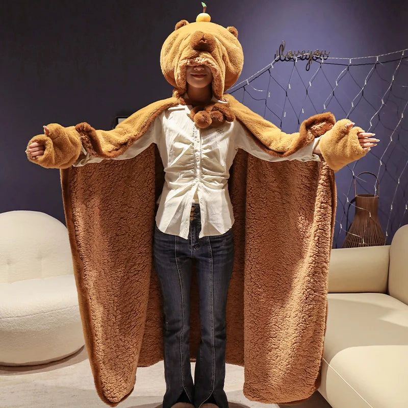 Brown Capybara Plush Animal Hood with Scarf & Paws - Image 3