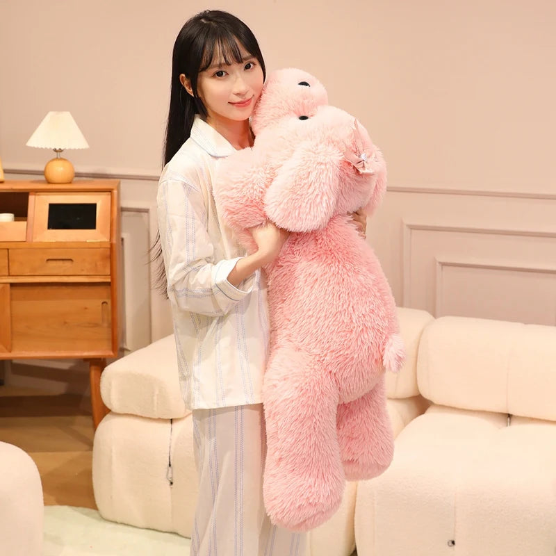 Oversized Fluffy Gray Elephant Body Pillow - Image 4