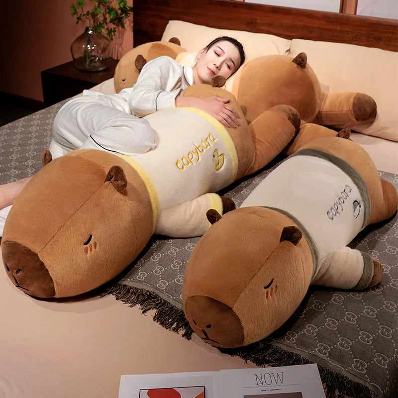 Oversized Capybara Plush Body Pillow with Shirt