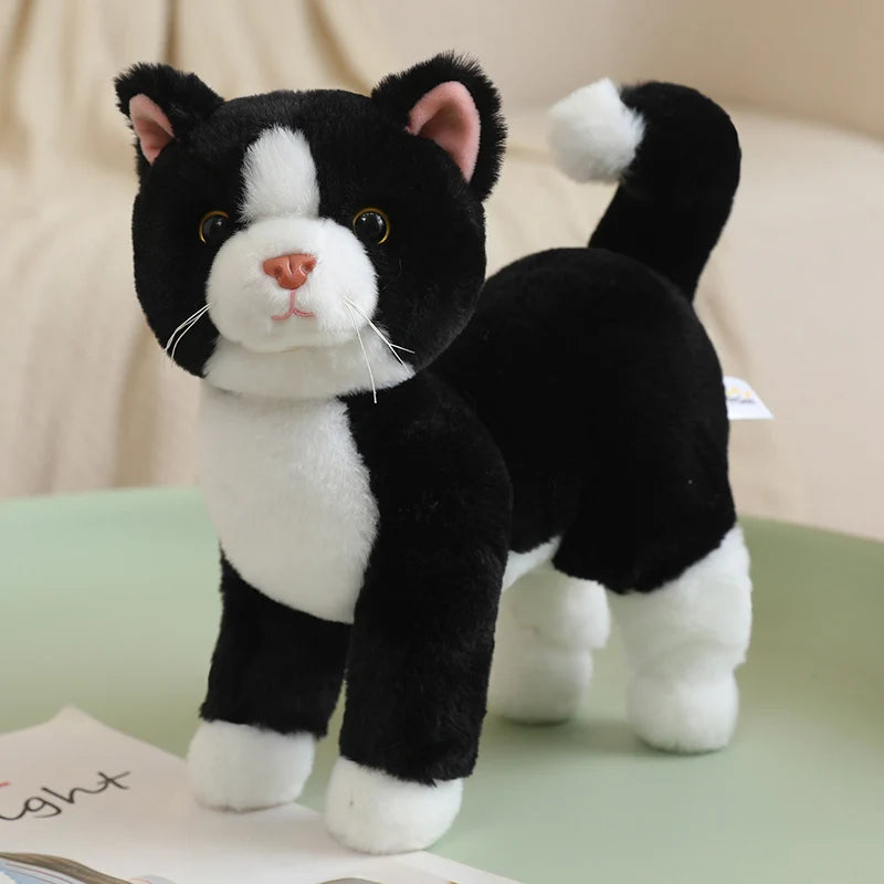 Realistic Black and White Tuxedo Cat Plush - Image 7