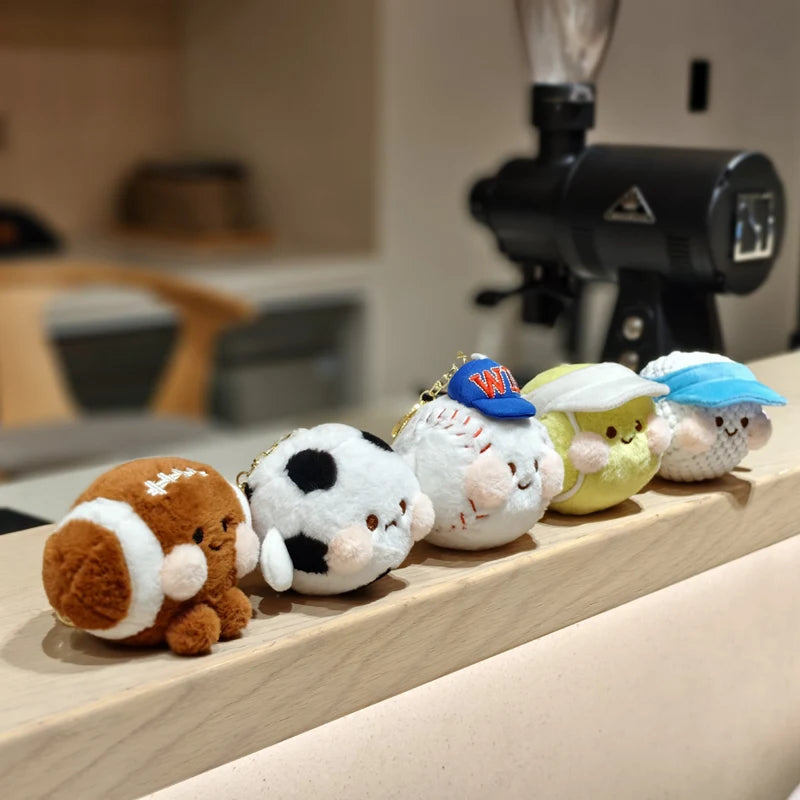 Cute Sports Ball Plush Keychains Set of 5