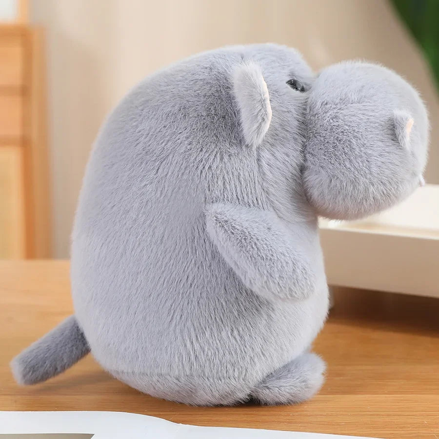 Chubby Gray Plush Hippo Toy with Tusks - Image 4