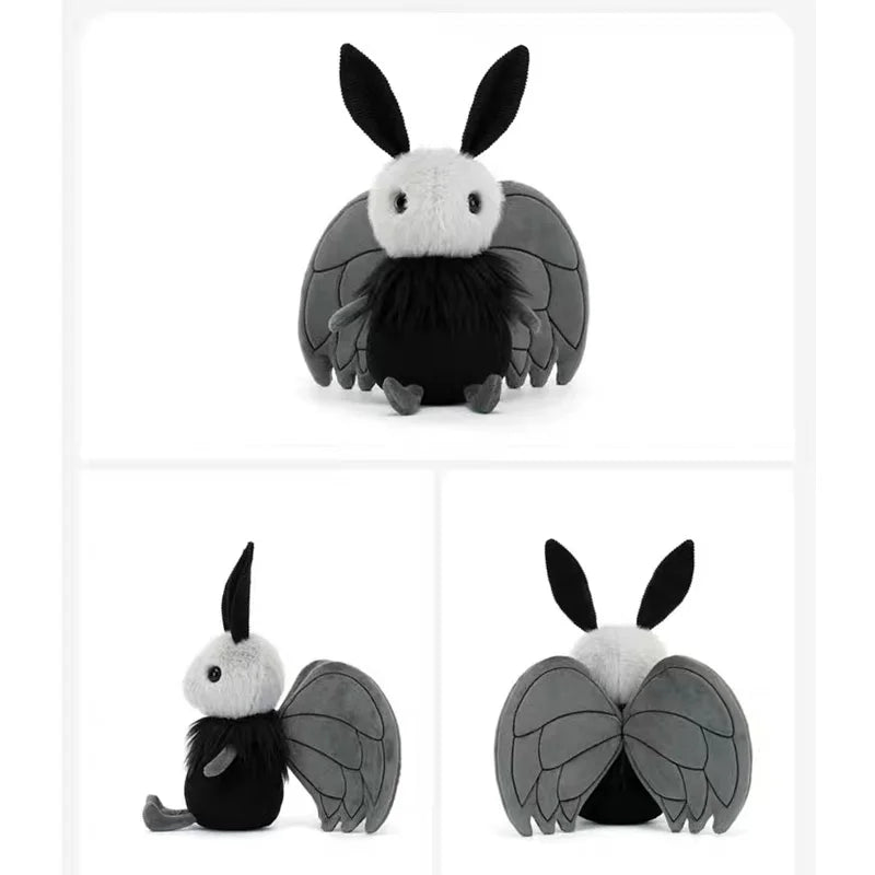 Cute Shaggy Black and Grey Moth Plush Toy - Image 5