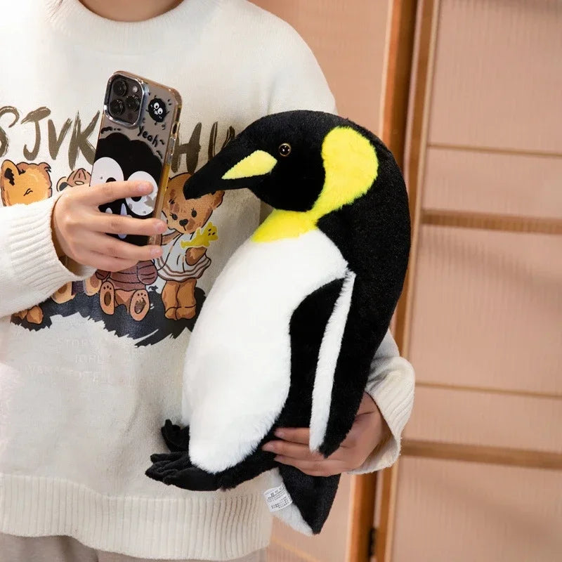 Lifelike Emperor Penguin Plush with Yellow Details - Image 5