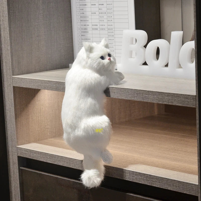 Fluffy Black and White Clinging Cat Plush - Image 5