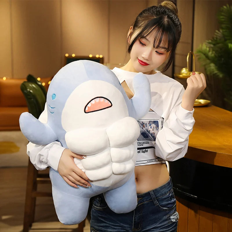 Cute Six-Pack Shark Plush Toy in Blue or Grey - Image 3