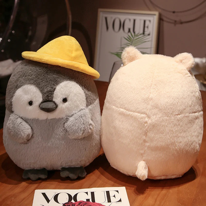 Adorable Grey Penguin Plush with Yellow Hat - Image 3