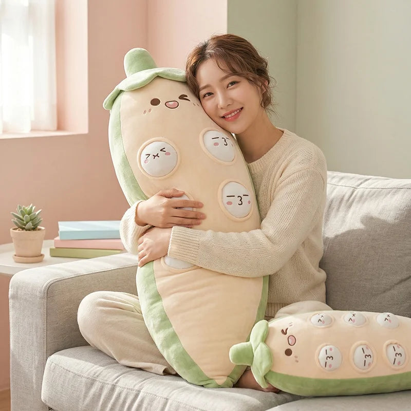 Cute Pea Pod Character Plush Body Pillow