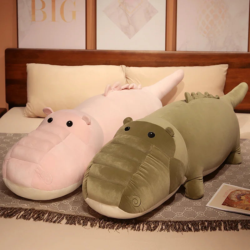 Soft Plush Olive Green Crocodile Cuddle Pillow - Image 4