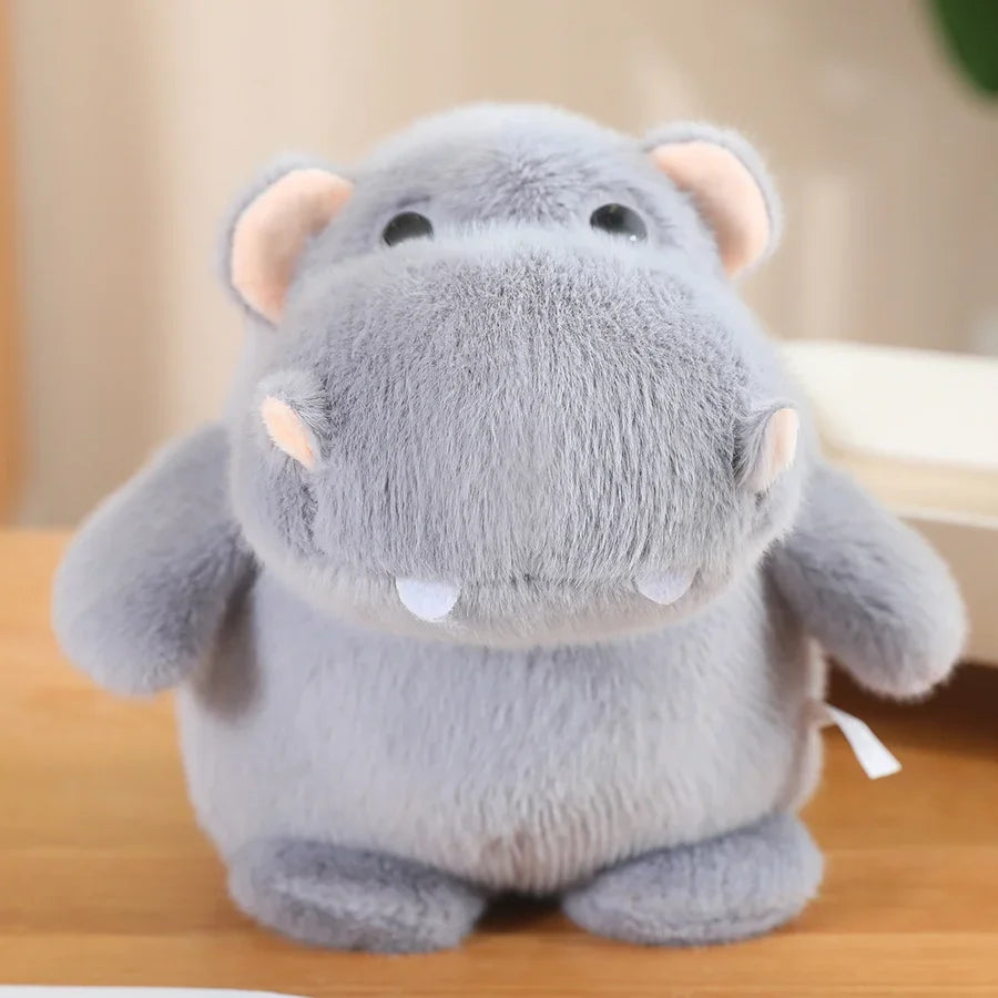 Chubby Gray Plush Hippo Toy with Tusks - Image 6