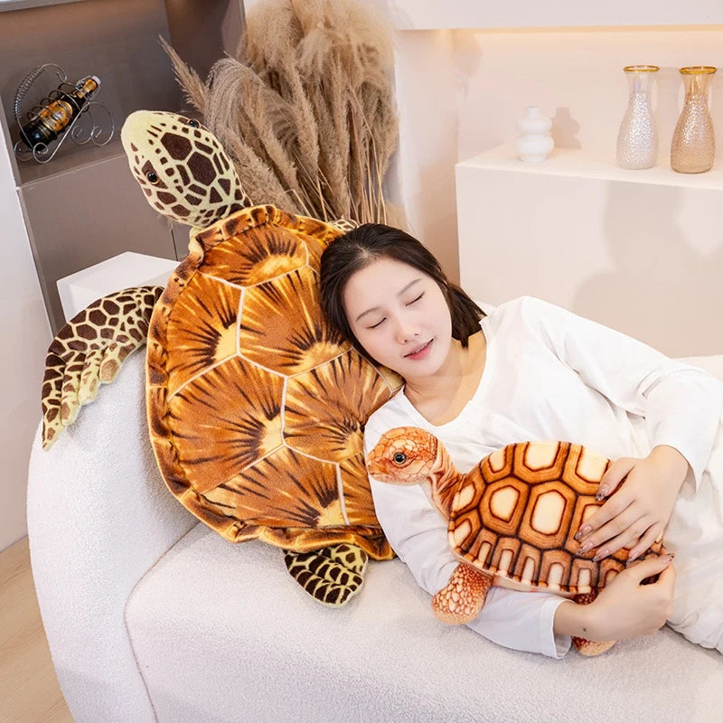 Stacking Realistic Brown Sea Turtle Plush Family - Image 2