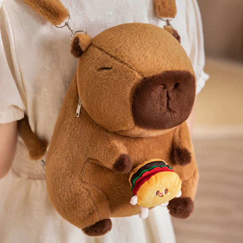 Cute Capybara Plush Crossbody Bag with Pink Bow - Image 6