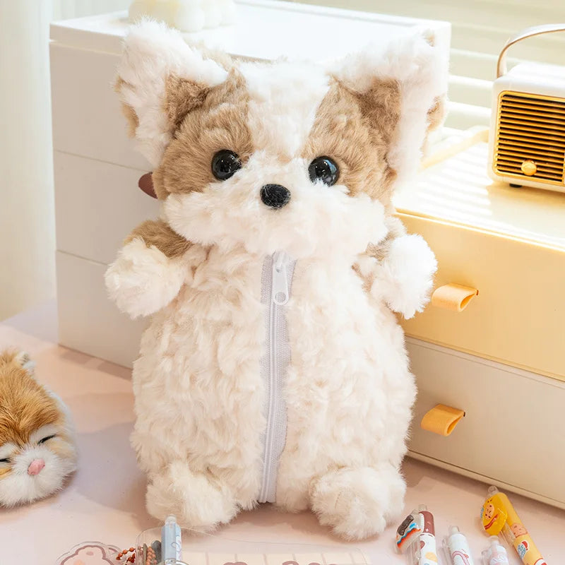 Fluffy Brown and Cream Puppy Pencil Case - Image 10