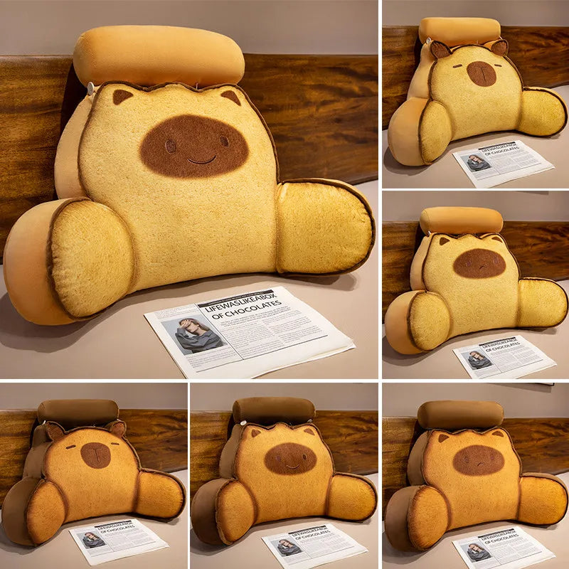 Cute Bear Plush Backrest Pillow with Headrest - Image 4