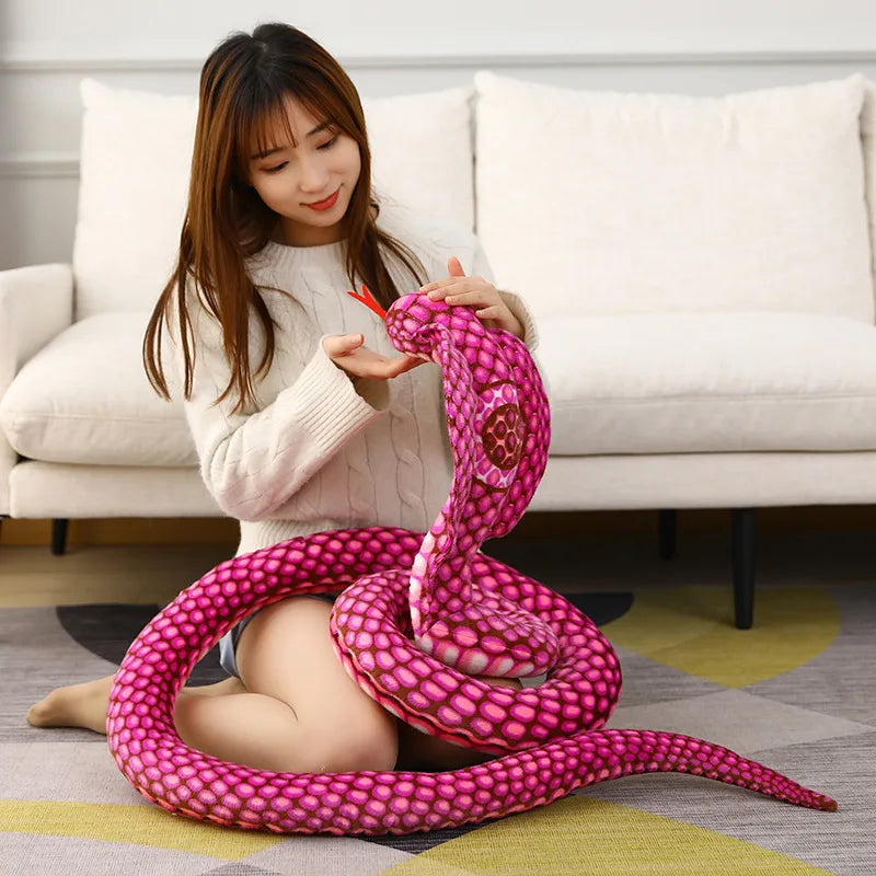 Cute White Snake Plush Pillow with Yellow Zigzags - Image 6