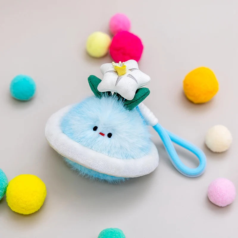 Cute Fluffy Planet Character Keychain Set with Flowers - Image 11
