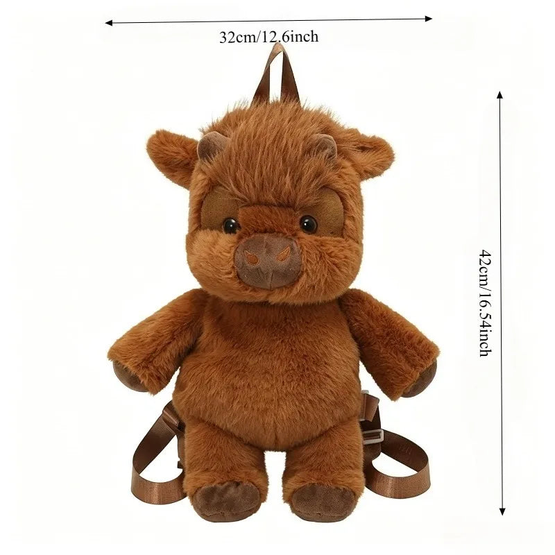 Fuzzy Brown Yak Plush Mini Backpack - Image 6