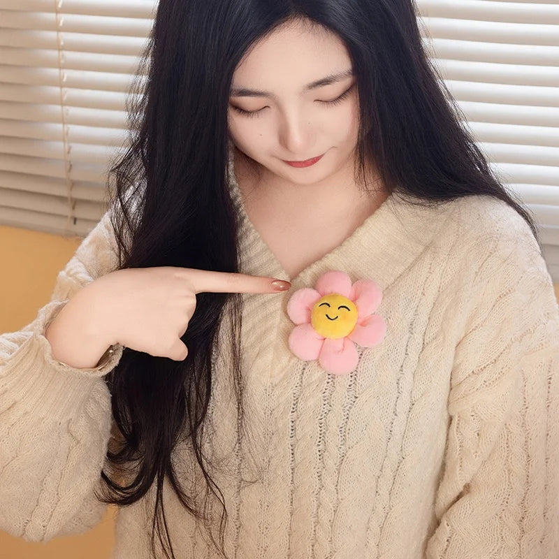 Cute Pastel Smiling Flower Plush Keychain - Image 2