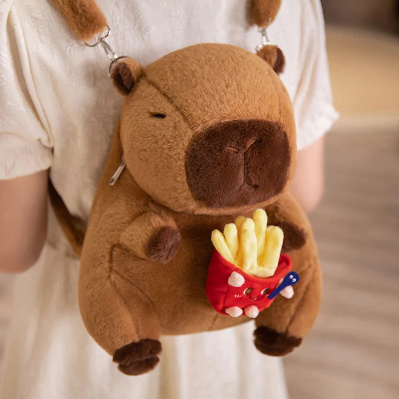 Cute Capybara Plush Crossbody Bag with Pink Bow - Image 10