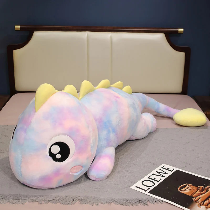 Blue and Yellow Tie-Dye Dinosaur Plush Body Pillow - Image 5